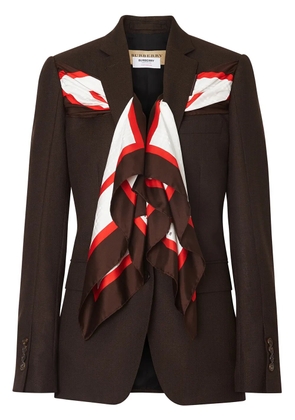Burberry Silk Scarf Detail Wool Tailored Jacket - Brown