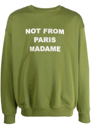 Drôle De Monsieur Le slogan-embroidered sweatshirt - Green