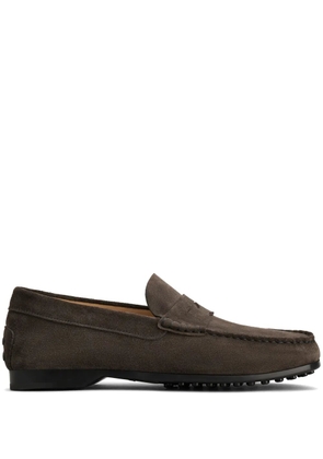 Tod's almond toe suede loafers - Brown