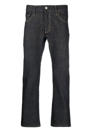 Junya Watanabe MAN graphic-print cropped jeans - Blue