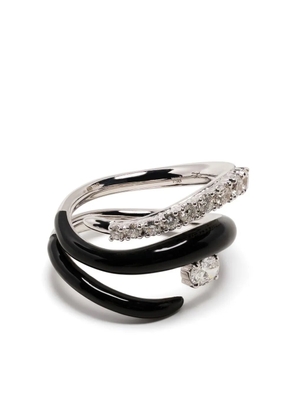 Nikos Koulis 18kt white gold diamond and enamel ring - Silver
