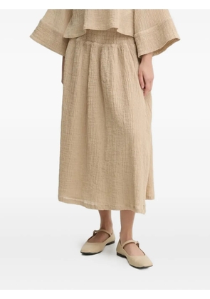 By Malene Birger smocked-waist midi A-line skirt - Neutrals
