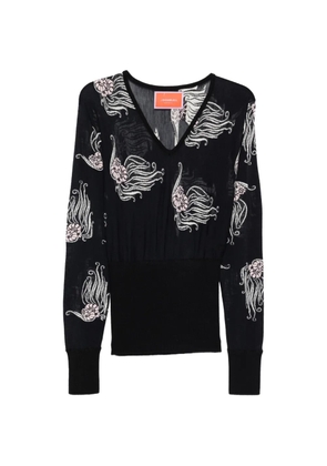La DoubleJ V-neck floral print sweater - Black