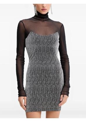 SIMONA CORSELLINI long-sleeve panelled mini dress - Silver