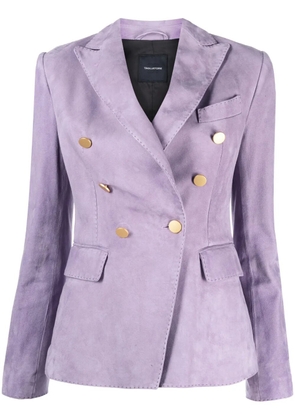 Tagliatore double-breasted leather suede blazer - Purple