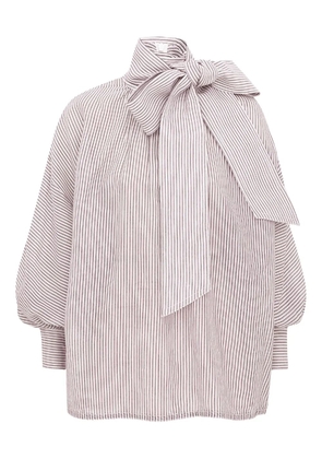 ZIMMERMANN striped balloon-sleeve blouse - White