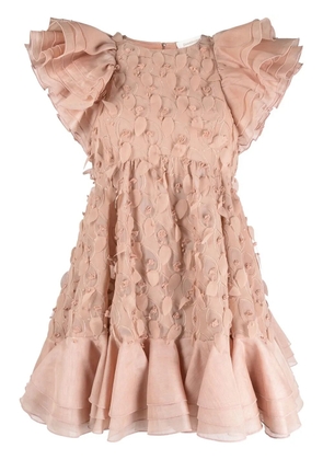 ZIMMERMANN Dancer frill-trim mini dress - Pink