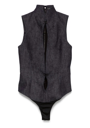 Mugler cut-out denim bodysuit - Blue