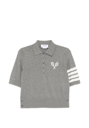 Thom Browne tennis-intarsia polo shirt - Grey
