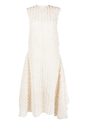 Calcaterra frayed-trim midi dress - Neutrals