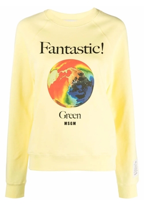 MSGM Fantastic logo-print crew neck sweatshirt - Yellow
