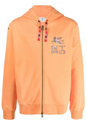 ETRO logo-debossed zip-up hoodie - Orange
