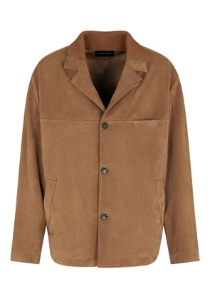 Emporio Armani button-fastening suede jacket - Neutrals