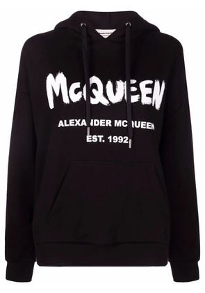 Alexander McQueen logo-print cotton hoodie - Black