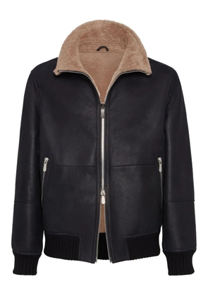Brunello Cucinelli Nubuck fur-lining bomber jacket - Black