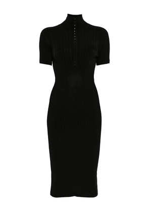 Mugler hook-and-eye rib-knit midi dress - Black