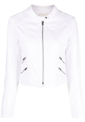 ISABEL MARANT Leys band-collar denim jacket - White