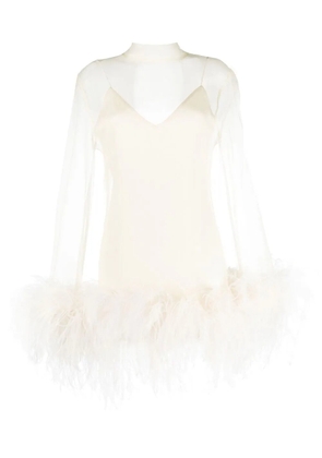 Taller Marmo Gina Spirito feather-trim minidress - Neutrals