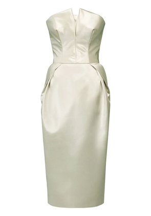 Maison Margiela Cintzed satin midi dress - Green