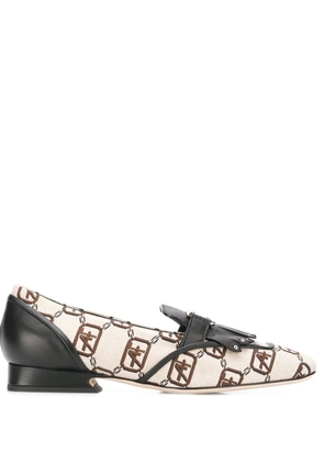 Alberta Ferretti logo print loafers - Neutrals