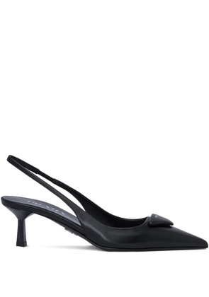 Prada 55mm triangle-logo slingback pumps - Black