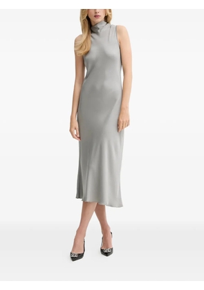 FRACOMINA mock-neck satin midi dress - Grey