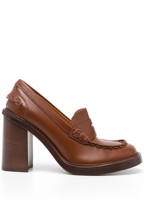 Tod's almond-toe block-heel loafers - Brown