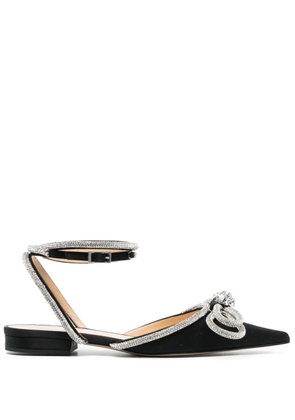 MACH & MACH Double Bow satin ballerina shoes - Black