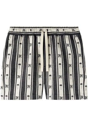 Palm Angels monogram-print striped shorts - Black