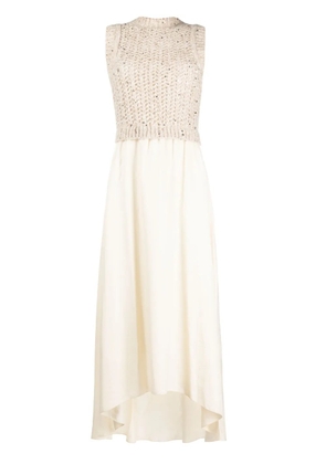 Peserico open-knit layered long dress - Neutrals