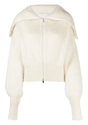 SA SU PHI zip-up puff-sleeves cardigan - White