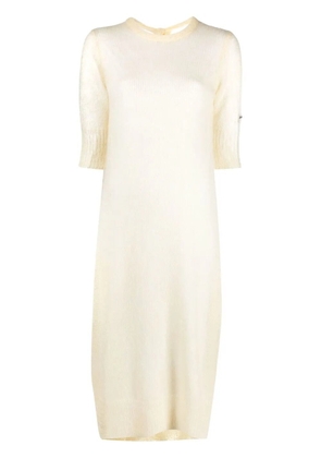 GANNI embroidered-logo detail dress - Neutrals