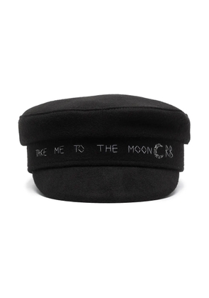 Ruslan Baginskiy crystal-embellished logo baker boy cap - Black