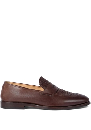 Brunello Cucinelli braided-effect penny-slot loafers - Brown