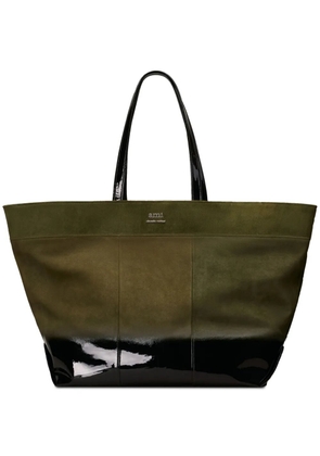 AMI Paris logo-plaque panelled tote bag - Green