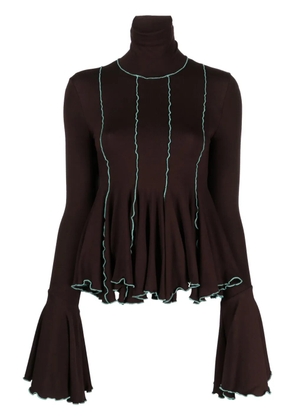 SIEDRES Renti contrast-stitching jumper - Brown