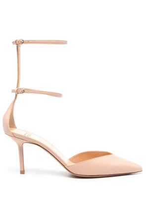 Francesco Russo double-strap 75mm leather pumps - Neutrals
