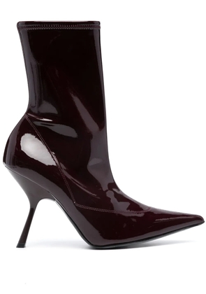 Sergio Rossi pointed-toe 100mm high-shine boots - Red