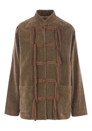 Uma Wang toggle-fastening velvet jacket - Brown