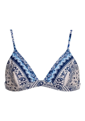Agua Bendita Lisa paisley-print triangle bikini top - Blue
