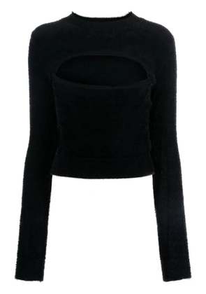 MOSCHINO JEANS long-sleeve faux-fur jumper - Black