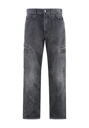 Givenchy dragon-print cargo jeans - Grey