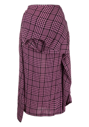 colville plaid asymmetric shirt-style skirt - Pink