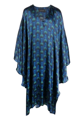 OZWALD BOATENG geometric-print silk cape shirt - Blue