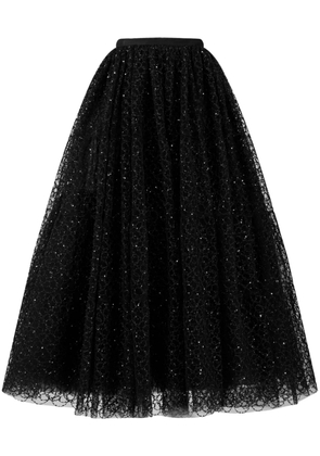 Giambattista Valli crystal-embellished embroidered-tulle skirt - Black