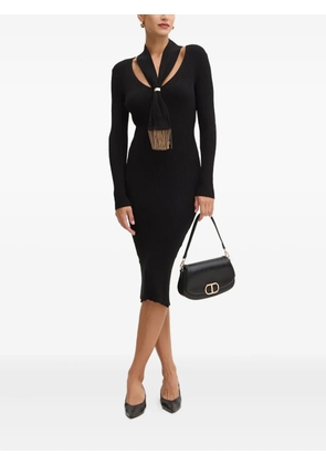 SIMONA CORSELLINI scarf-detail ribbed dress - Black
