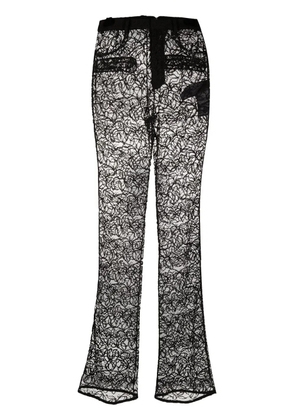Saint Laurent straight-leg floral lace trousers - Black