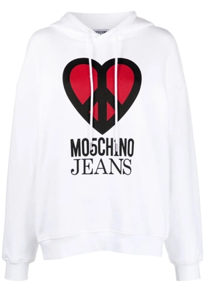 MOSCHINO JEANS graphic-print jersey hoodie - White
