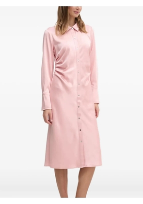 DKNY satin-panelled button-front midi dress - Pink