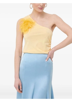 Patrizia Pepe feather one-shoulder top - Yellow
